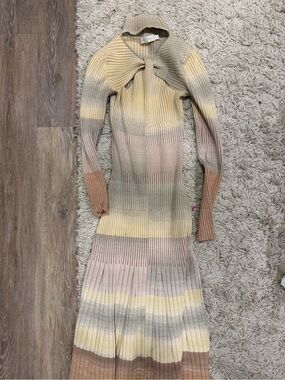 MOVING SALE JONATHAN SIMKHAI Knit Ribbed Long Sleeve Cutout Midi Dress